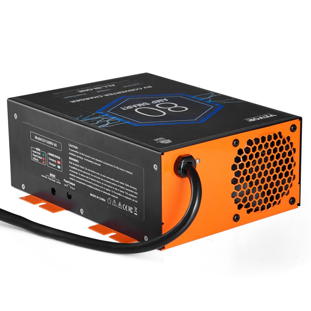 VEVOR RV Converter, 80 Amp, 110V AC to 12V DC RV Power Converter Battery Charger with 4 Stage Smart Charging 13V to 16.5V Adjustable Operating Range, Compatible with Lithium Lead Acid Battery, ETL