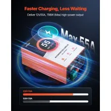 VEVOR RV Power Converter, 55 Amp, 110V AC to 12V DC RV Converter Battery Charger, Multi Stage Smart Charging, 13V to 16.5V Operating Range, Compatible with Lithium & Lead Acid Battery, for Camper