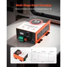 VEVOR RV Power Converter, 55 Amp, 110V AC to 12V DC RV Converter Battery Charger, Multi Stage Smart Charging, 13V to 16.5V Operating Range, Compatible with Lithium & Lead Acid Battery, for Camper