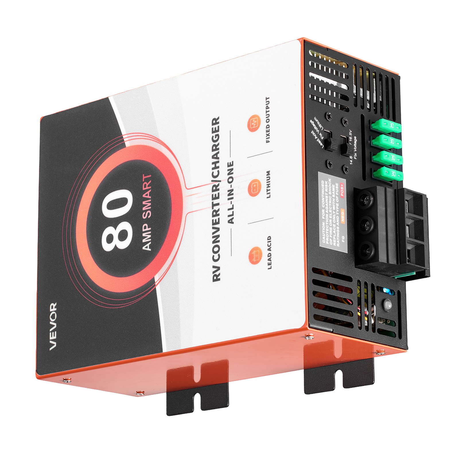 VEVOR RV Power Converter, 80 Amp, 110V AC to 12V DC RV Converter Battery Charger, Multi Stage Smart Charging, 13V to 16.5V Operating Range, Compatible with Lithium & Lead Acid Battery, for Camper