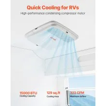 RV Air Conditioner 15000 BTU Non-Ducted Rooftop RV AC Unit 65 dB Quiet Campers