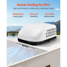 RV Air Conditioner 15000 BTU Non-Ducted Rooftop RV AC 65 dB Quiet for Replacing