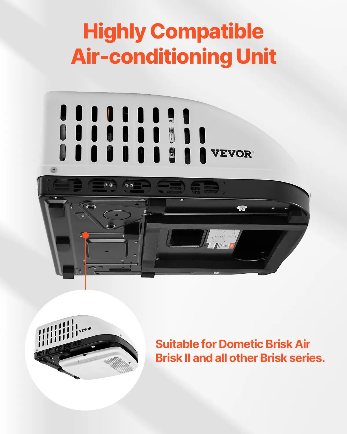 VEVOR RV Air Conditioner, 15000 BTU Non-Ducted Rooftop RV AC, 65 dB Quiet Design, Highly Compatible with Air-conditioning Unit for Replacing Old Damaged Units, for Campers, Vans, Trailers, White