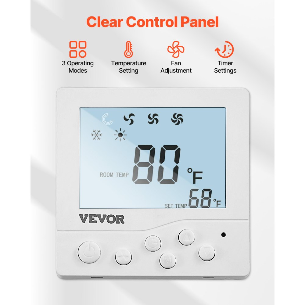 VEVOR RV Air Conditioner, 13500 BTU Non-Ducted Rooftop RV AC Unit, 65 dB Quiet Design, Including Air Distribution Box, Operation Panel and Installation Hardware, for Campers, Vans, Trailers, White