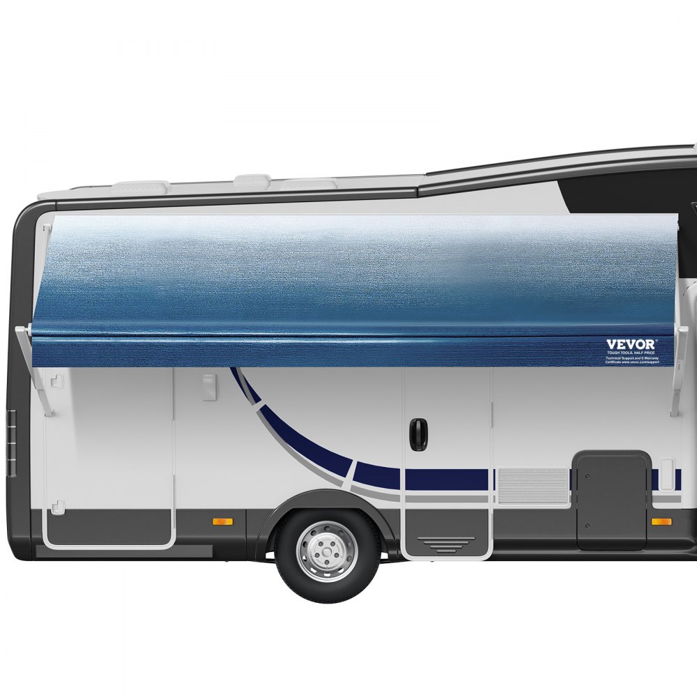 VEVOR RV Awning Fabric Replacement, 15'2" Fabric Length for 16' Awning, Heavy Duty 3-Ply 16oz PVC Camper Awning Fabric, Waterproof & UV Protection Outdoor Canopy for RV, Trailer, Motorhome, Blue Fade