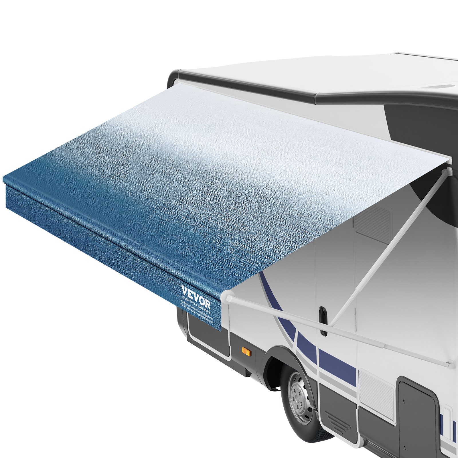 VEVOR RV Awning Fabric Replacement, 5.2m Fabric Length for 5.5m Awning, Heavy Duty 3-Ply 16oz PVC Camper Awning Fabric, Waterproof & UV Protection Outdoor Canopy for RV, Trailer, Motorhome, Blue Fade