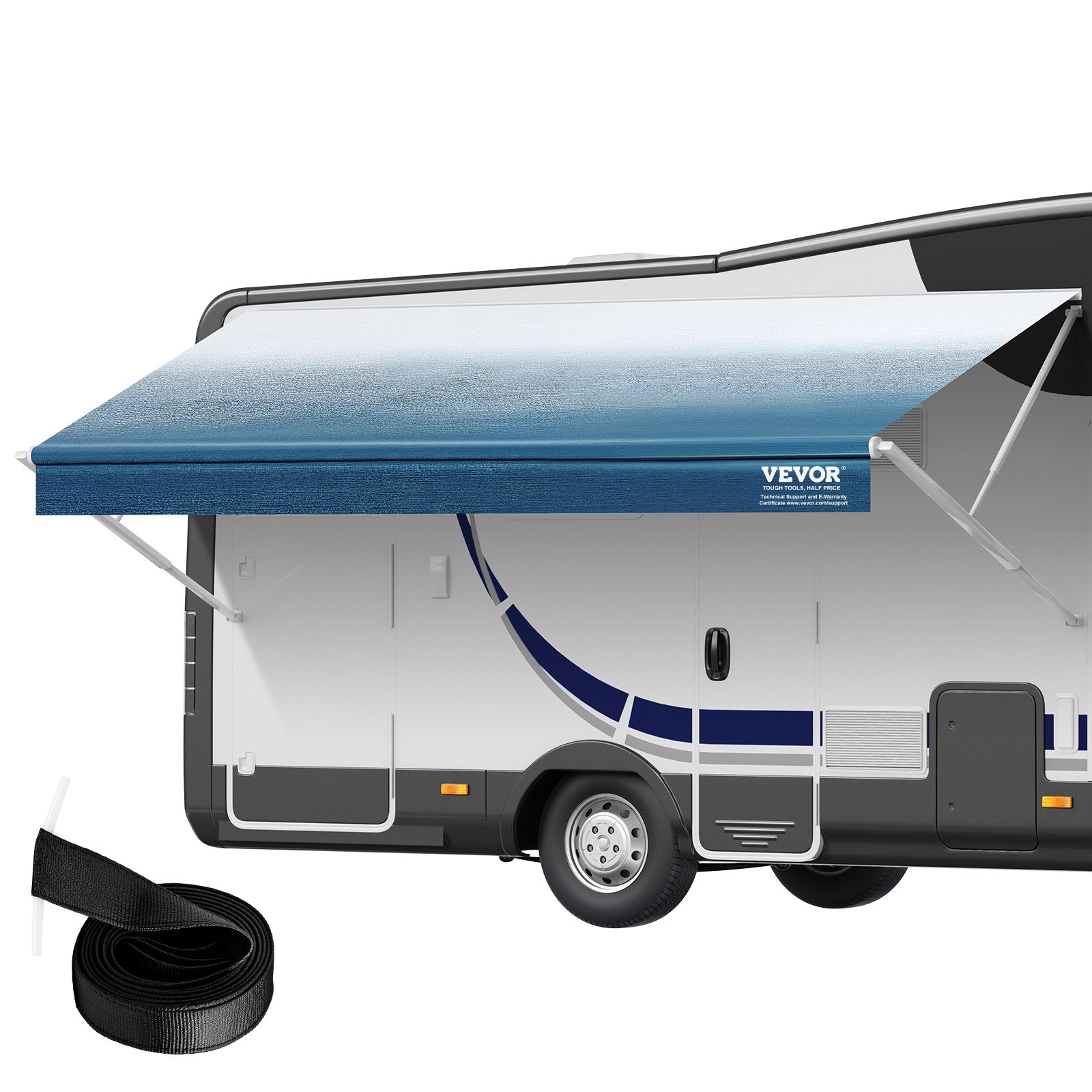 VEVOR RV Awning Fabric Replacement, 5.55m Fabric Length for 5.8m Awning, Heavy Duty 3-Ply 16oz PVC Camper Awning Fabric, Waterproof & UV Protection Outdoor Canopy for RV, Trailer, Motorhome, Blue Fade