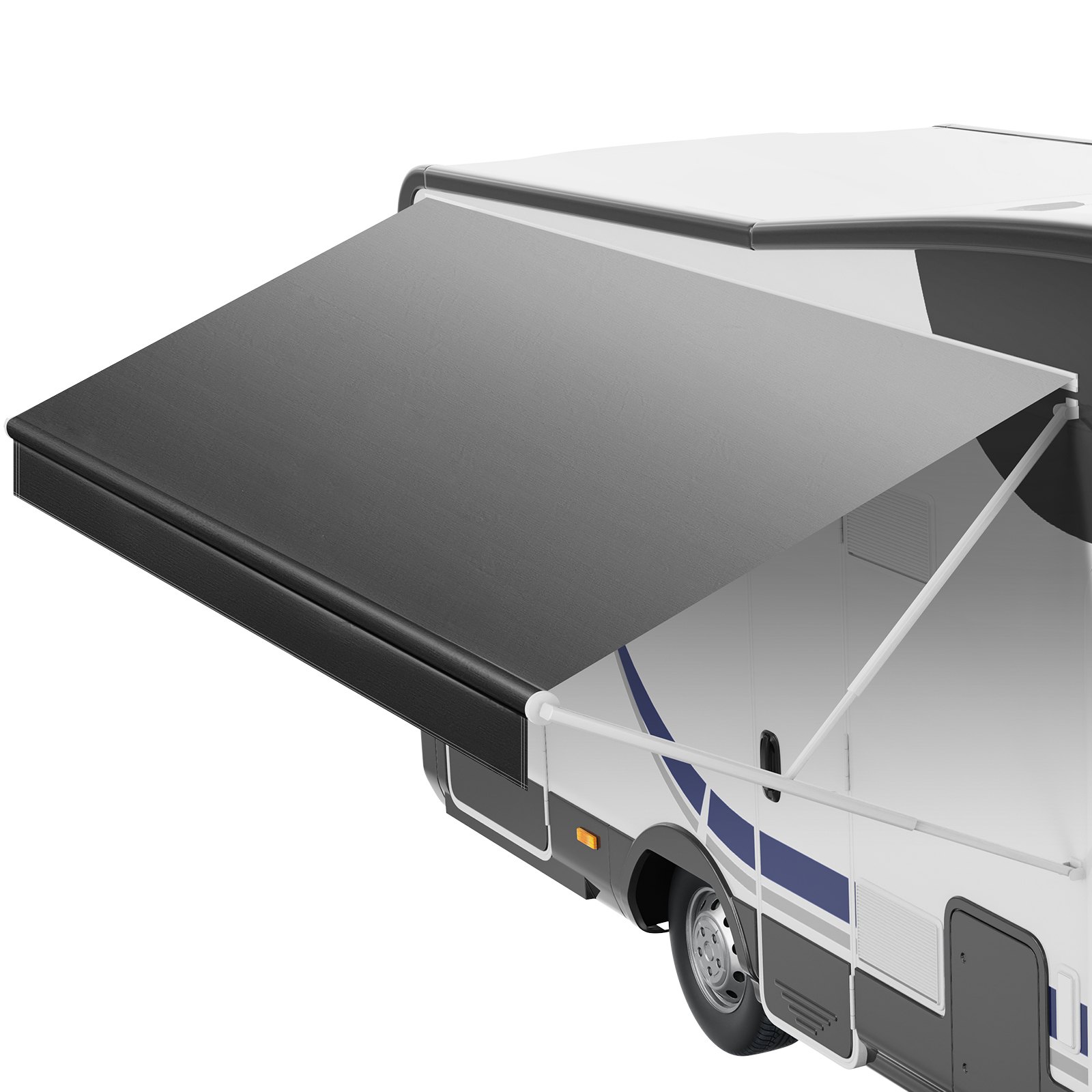 VEVOR RV Awning Fabric Replacement, 4.57 m (Fabric 4.3 m) 510g Heavy-Duty Weatherproof Vinyl Camper Awning Replacement, UPF50+ Protection Waterproof Outdoor Canopy for RV Motorhome Trailer, Black Fade