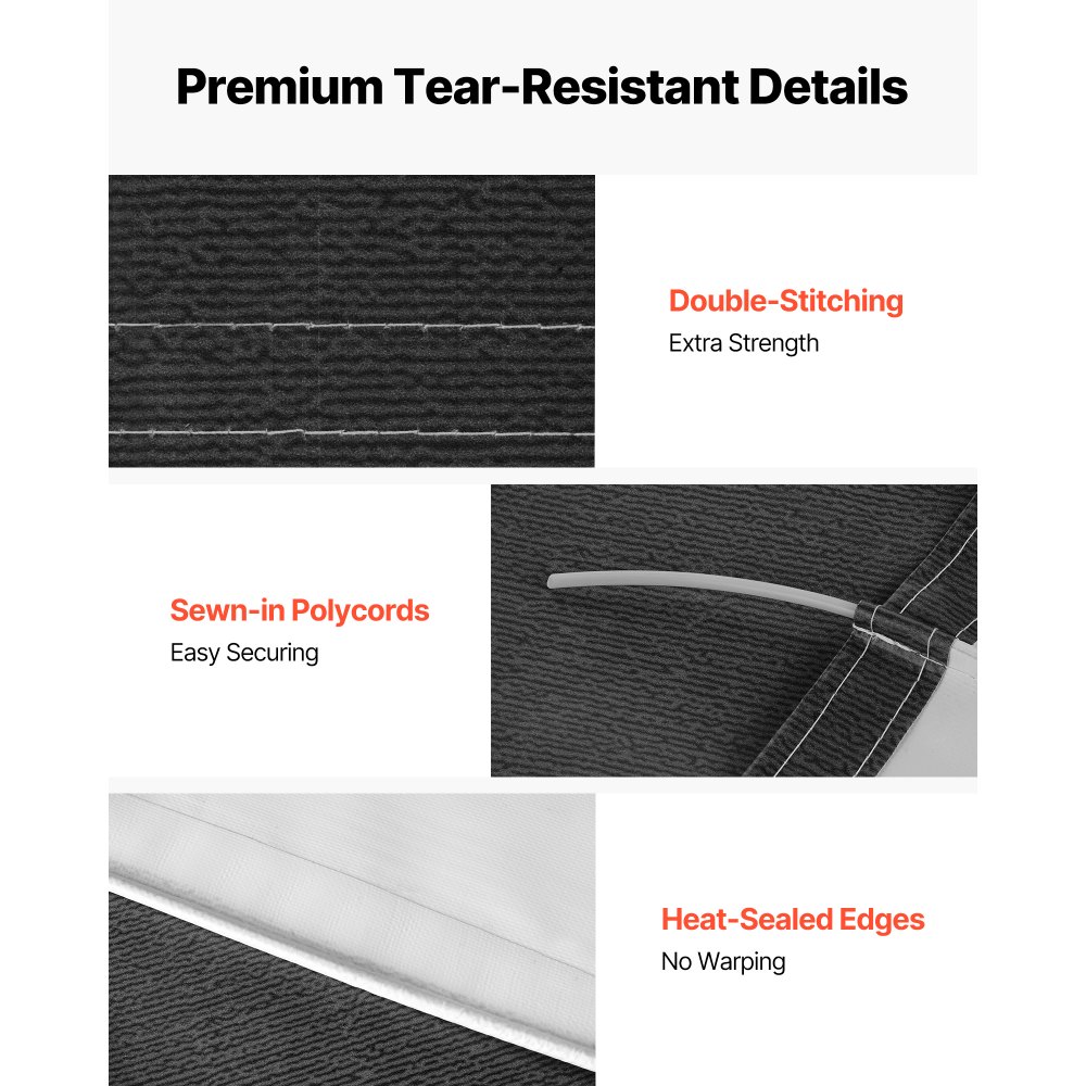 VEVOR RV Awning Fabric Replacement, 4.88 m (Fabric 4.6 m) 510g Heavy-Duty Weatherproof Vinyl Camper Awning Replacement, UPF50+ Protection Waterproof Outdoor Canopy for RV Motorhome Trailer, Black Fade