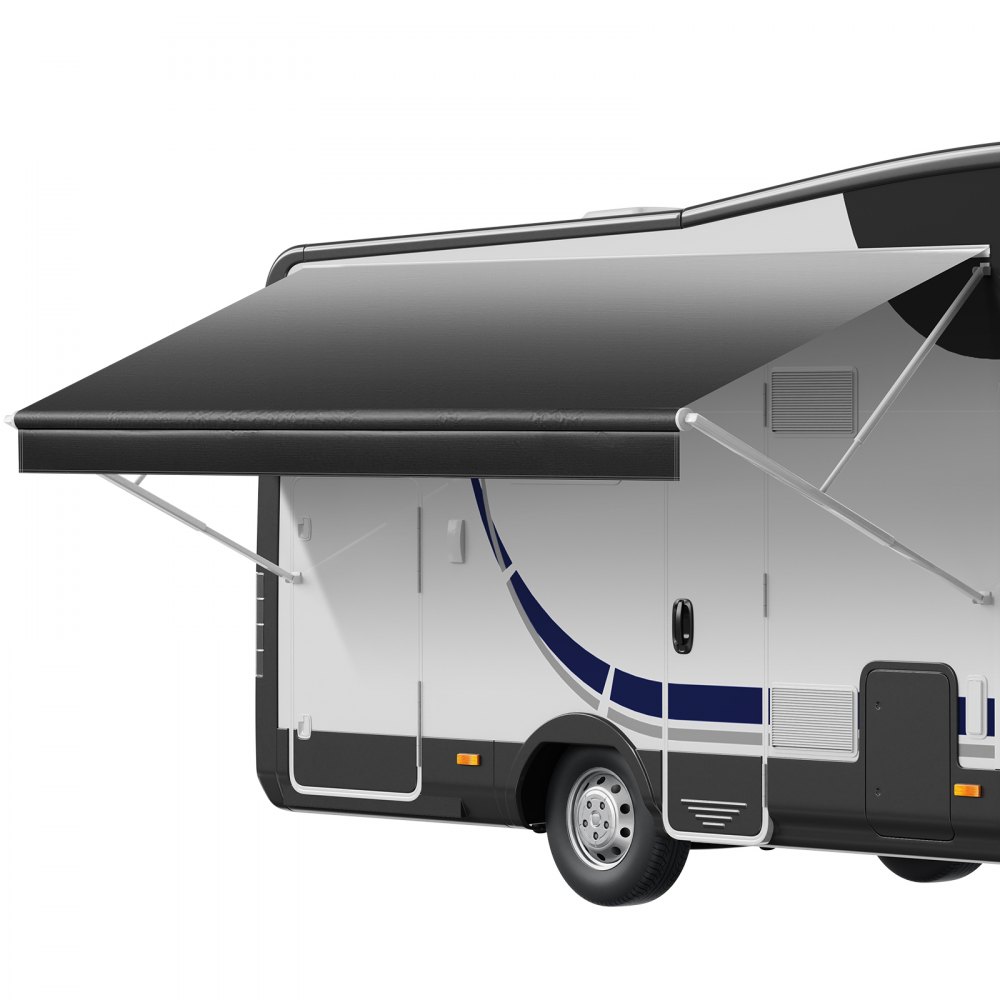 VEVOR RV Awning Fabric Replacement, 4.88 m (Fabric 4.6 m) 510g Heavy-Duty Weatherproof Vinyl Camper Awning Replacement, UPF50+ Protection Waterproof Outdoor Canopy for RV Motorhome Trailer, Black Fade