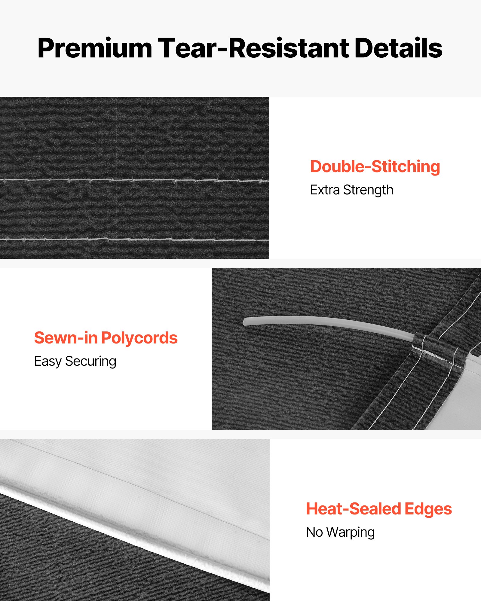 VEVOR RV Awning Fabric Replacement, 4.88 m (Fabric 4.6 m) 510g Heavy-Duty Weatherproof Vinyl Camper Awning Replacement, UPF50+ Protection Waterproof Outdoor Canopy for RV Motorhome Trailer, Black Fade