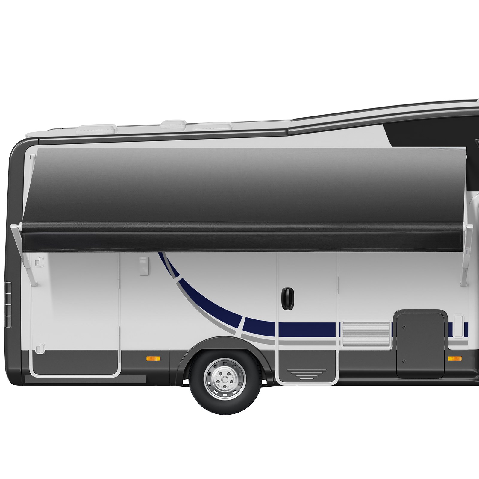 VEVOR RV Awning Fabric Replacement, 4.88 m (Fabric 4.6 m) 510g Heavy-Duty Weatherproof Vinyl Camper Awning Replacement, UPF50+ Protection Waterproof Outdoor Canopy for RV Motorhome Trailer, Black Fade