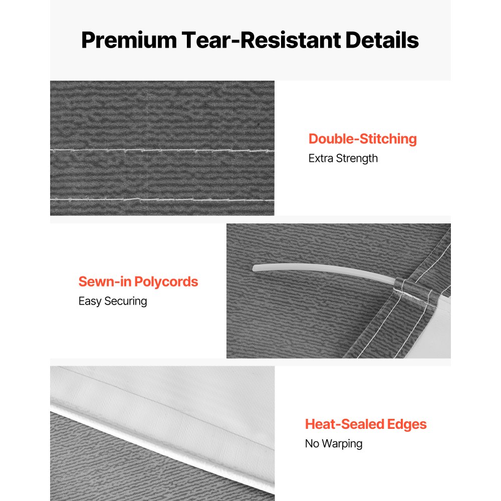 VEVOR RV Awning Fabric Replacement, 4.88 m (Fabric 4.6 m) 510 g Heavy-Duty Weatherproof Vinyl Camper Awning Replacement, UPF50+ Protection Waterproof Outdoor Canopy for RV Motorhome Trailer, Gray Fade