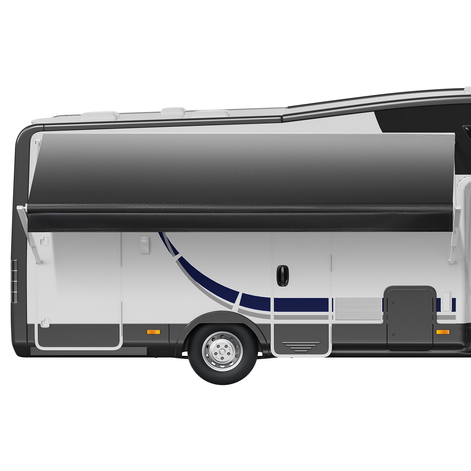 VEVOR RV Awning Fabric Replacement, 5.18 m (Fabric 4.9 m) 510g Heavy-Duty Weatherproof Vinyl Camper Awning Replacement, UPF50+ Protection Waterproof Outdoor Canopy for RV Motorhome Trailer, Black Fade