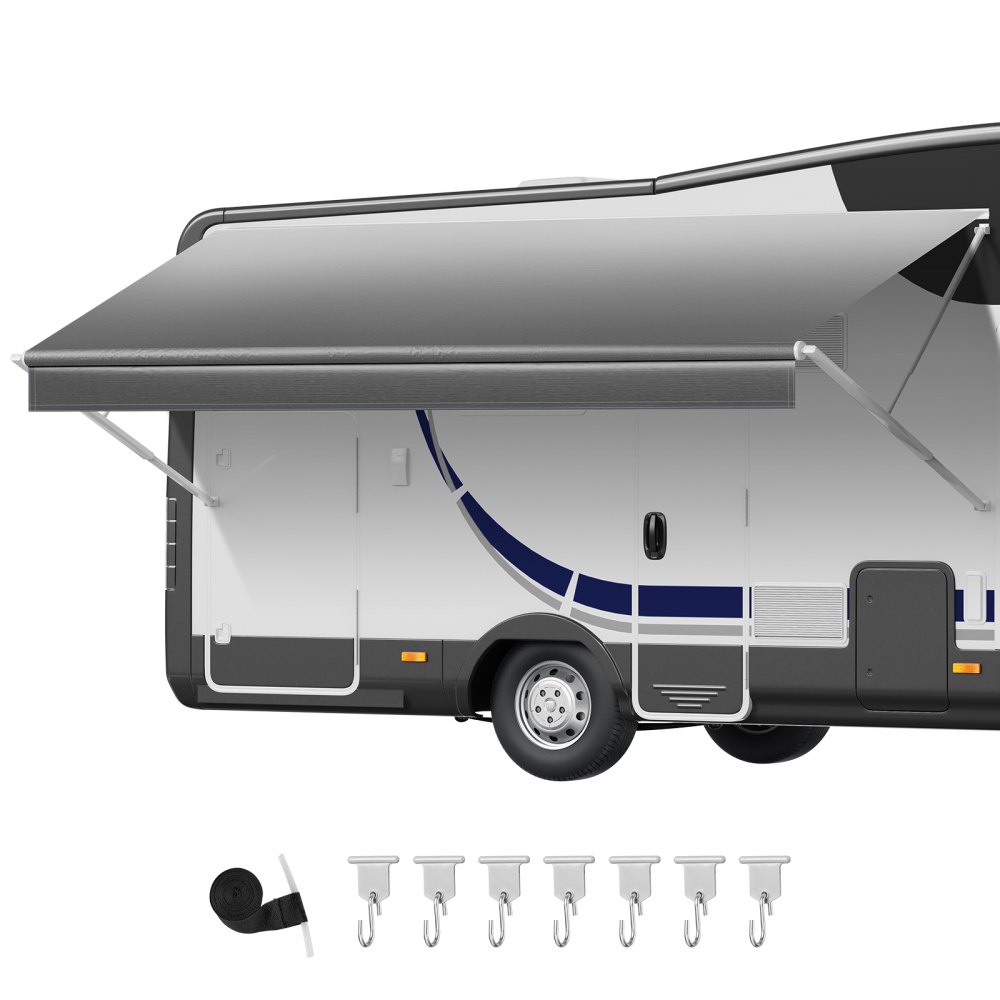 VEVOR RV Awning Fabric Replacement, 5.49 m (Fabric 5.2 m) 510 g Heavy-Duty Weatherproof Vinyl Camper Awning Replacement, UPF50+ Protection Waterproof Outdoor Canopy for RV Motorhome Trailer, Gray Fade
