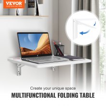 VEVOR falra szerelhető összecsukható asztal, falra szerelhető leejtős asztalok, fa úszó asztal étkezőhöz, mosókonyha, iroda, 23,6" x 15,6" lehajtható íróasztal szénacél tartóval