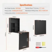 VEVOR Wall Mounted Desk, Fold out Convertible Desk, Multi-Function Folding Wall Table with Chalkboard for Home Office, Space Saving Computer Desk with Storage Area