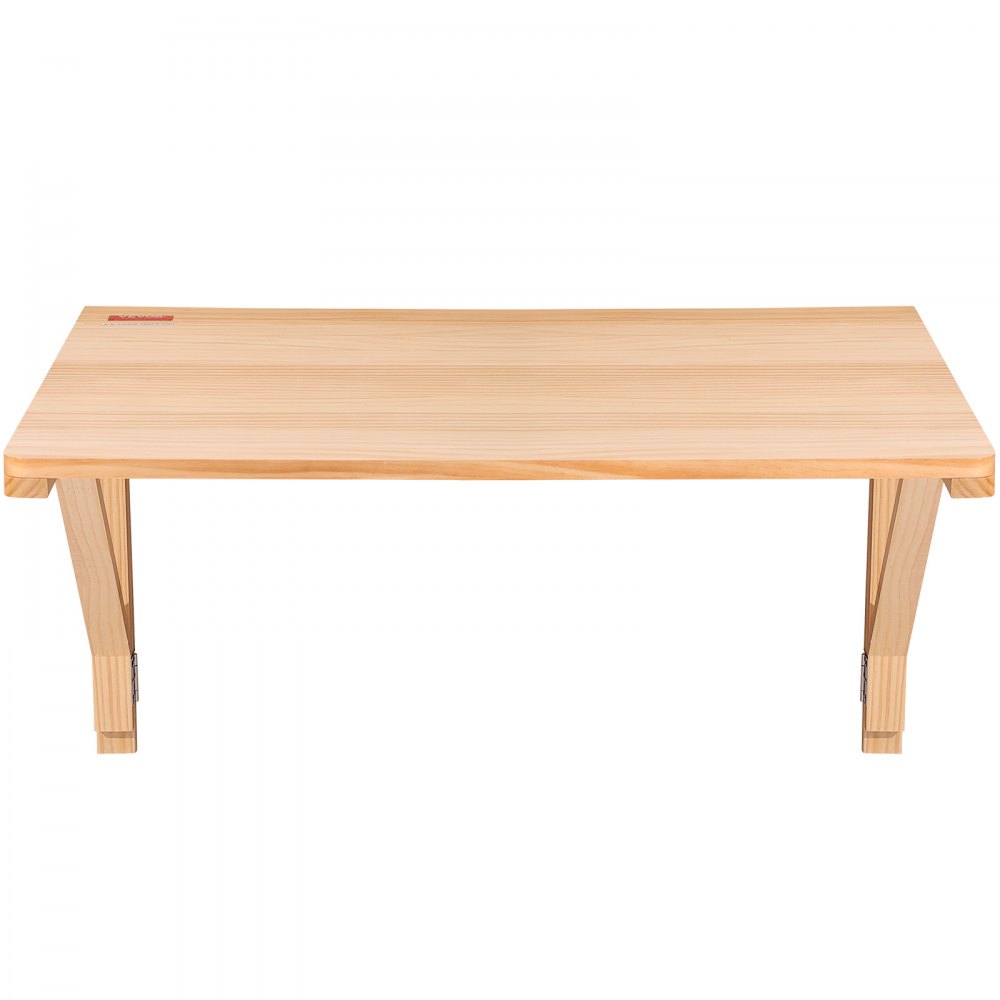 VEVOR wall mounted folding table with a light wood finish and foldable legs.