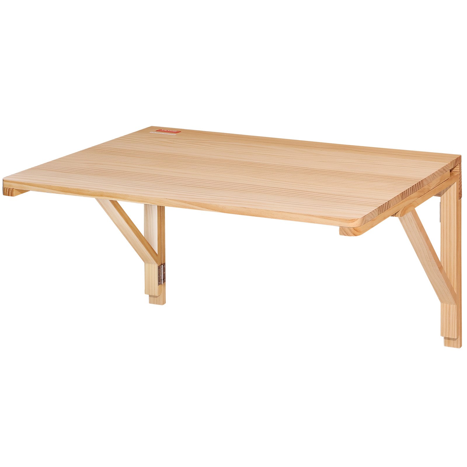 VEVOR wall mounted folding table with natural wood finish and durable support brackets.