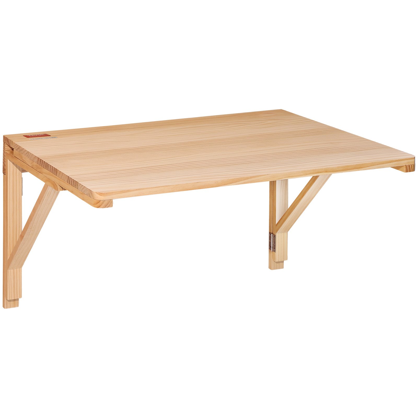 wooden VEVOR wall mounted folding table with support brackets, shown when unfolded.