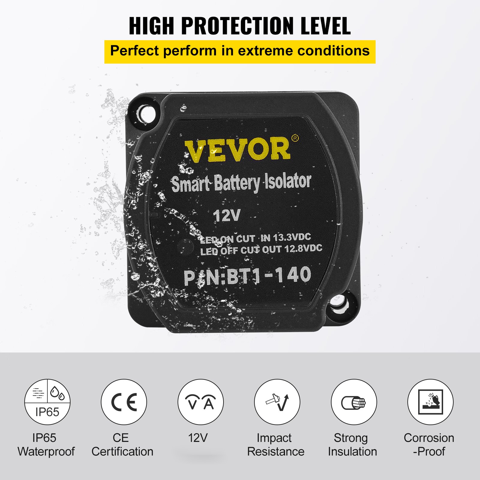 Kit releu de încărcare divizată VEVOR, 4 m 12 V, kit izolator automat dual pentru baterie cu releu de detectare a tensiunii VSR, compatibil cu RV, mașini marine, vehicule, camionete, rulote, iahturi, ATV, UTV, bărci, atelier