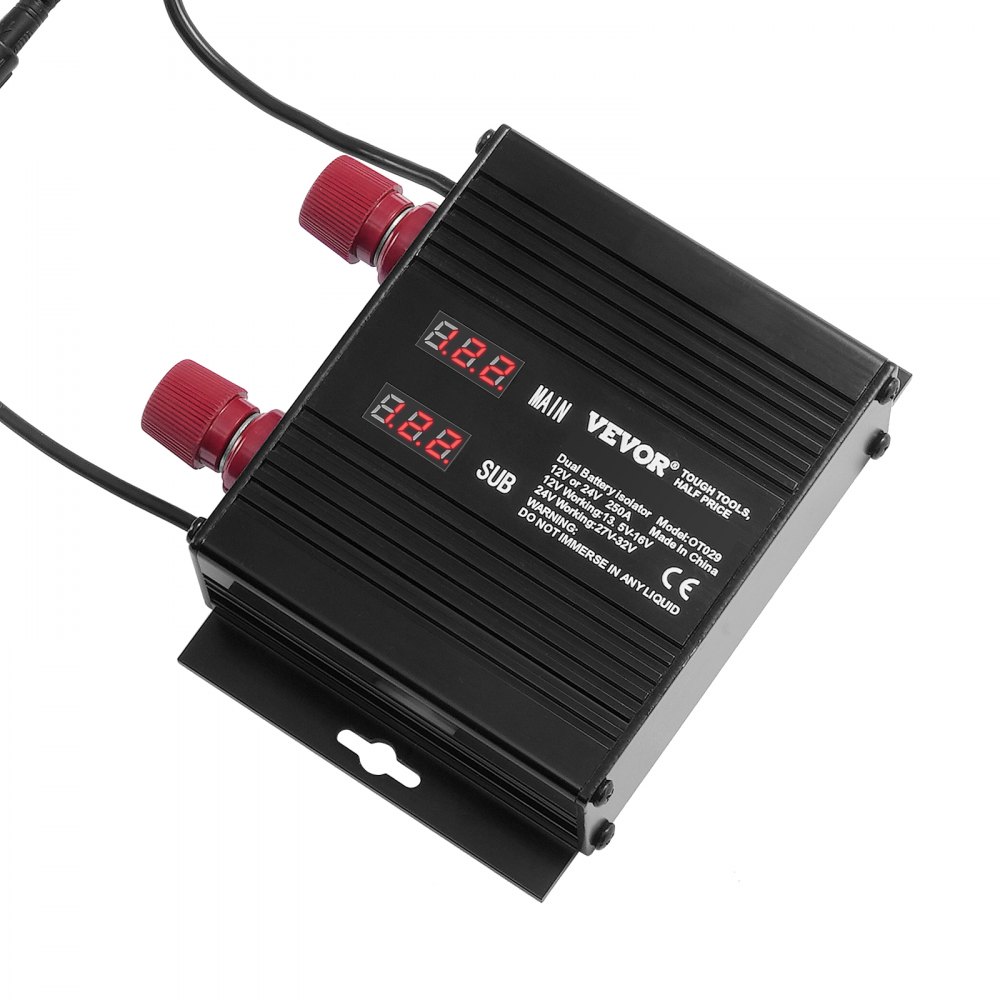 VEVOR Dual Battery Smart Isolator, 250 AMP, Universal VSR Voltage Sensitive Relay Battery Isolator Intelligent with LCD Screen, for Car Truck ATV RV Battery Starter Controller Power Switch