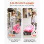 VEVOR Ride-on Luggage 20-inch Kids Scooter Suitcase with Flash Wheels Pink