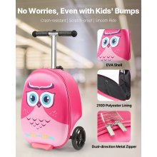 VEVOR Ride-on Luggage 20-inch Kids Scooter Suitcase with Flash Wheels Pink