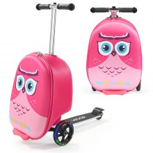VEVOR Ride-on Luggage 20-inch Kids Scooter Suitcase with Flash Wheels Pink