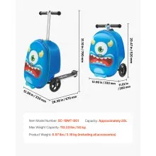 Maleta patinete infantil VEVOR Ride-on de 20 pulgadas con ruedas Flash, color azul