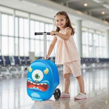 VEVOR Ride-on Luggage 20-inch Kids Scooter Suitcase with Flash Wheels Blue