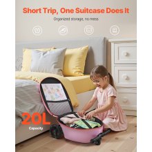VEVOR Ride-on Luggage 20-inch Kids Scooter Suitcase with Flash Wheels Purple