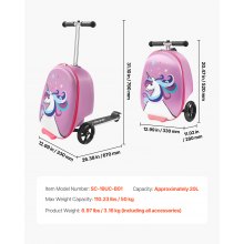 VEVOR Ride-on Luggage 20-inch Kids Scooter Suitcase with Flash Wheels Purple