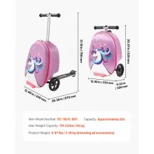 Maleta patinete infantil VEVOR Ride-on de 20 pulgadas con ruedas Flash, color morado