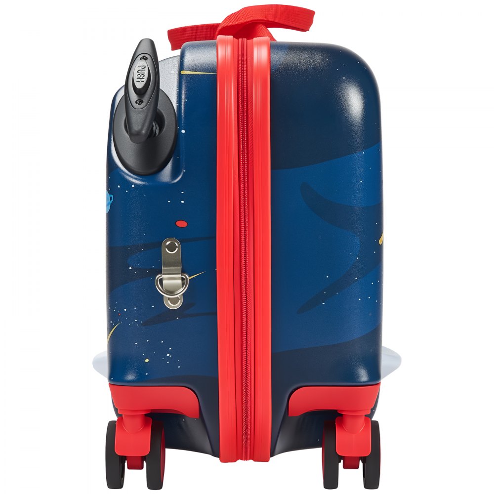 VEVOR Ride-on Luggage, 26 L Capacity, 18 Inches Tow Along Toddler Carry on Luggage with Wheels, Adjustable Shoulder Strap, Lightweight Kids Riding Suitcase for Boys & Girls Aged 3+, Blue & White