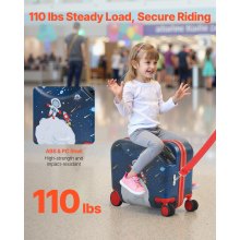 VEVOR Ride-on Luggage 18-inch Lightweight Kids Scooter Suitcase with Wheels