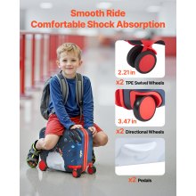 VEVOR Ride-on Luggage 18-inch Lightweight Kids Scooter Suitcase with Wheels