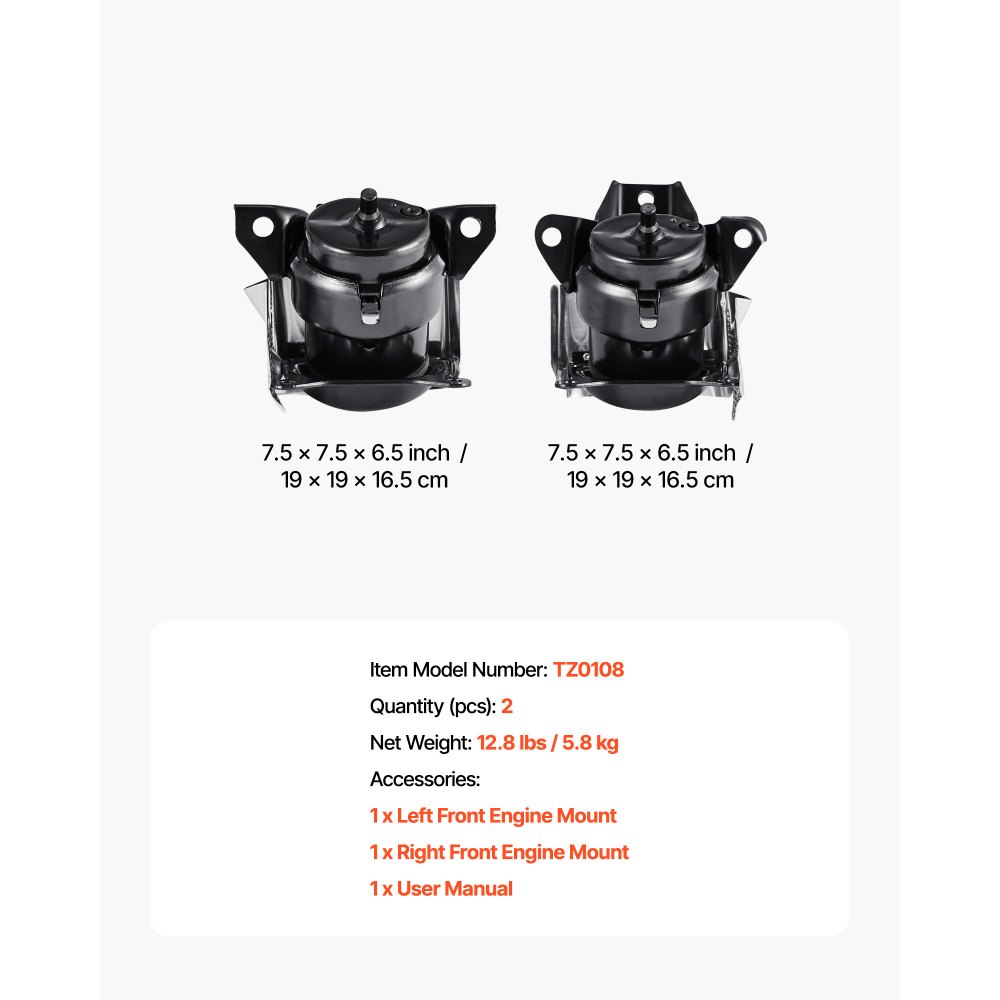 VEVOR Engine Motor Mount Kit Replacement, Set of 2, Compatible with 2014–2018 Chevrolet Silverado 1500 5.3L V8, Replace OE# 84175582, 84175583, Secure Support, Left and Right Front Mounts