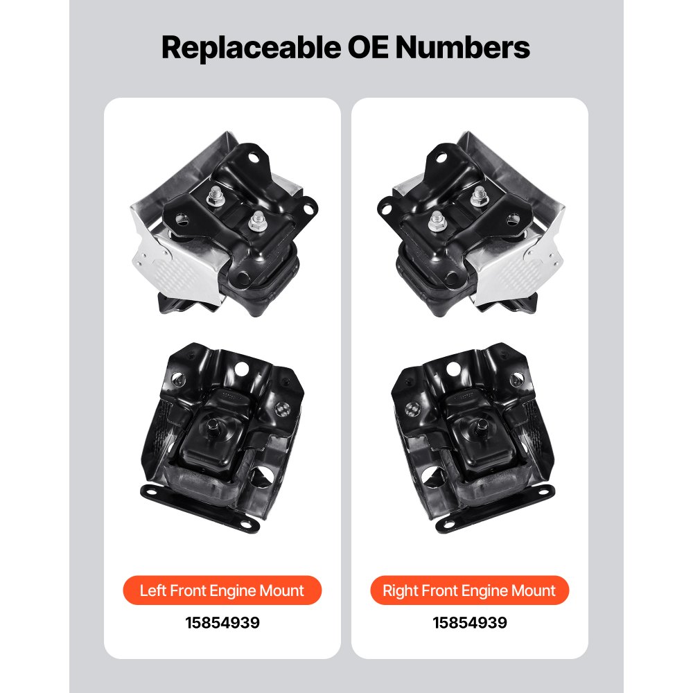 VEVOR Engine Motor Mount Kit Replacement, Set of 2, Compatible with 2007–2013 Chevrolet Silverado 1500 5.3L V8, Replace OE# A5365, A5365, Secure Support, Left and Right Front Mounts
