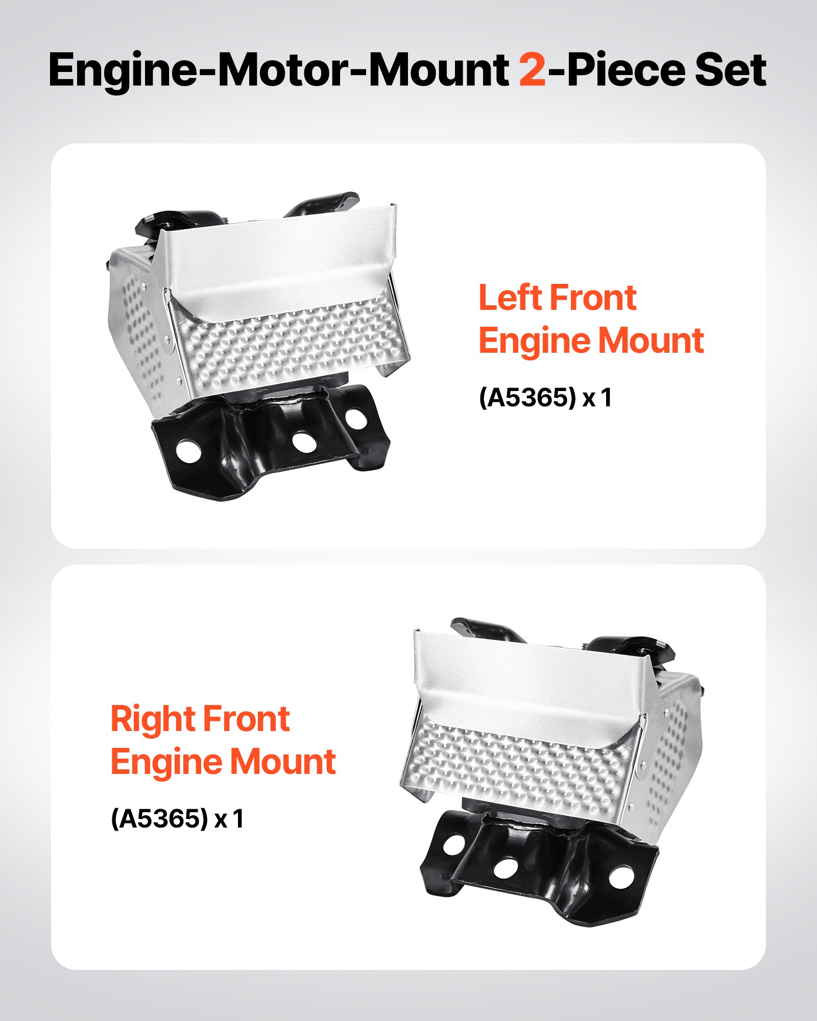 VEVOR Engine Motor Mount Kit Replacement, Set of 2, Compatible with 2007–2013 Chevrolet Silverado 1500 5.3L V8, Replace OE# A5365, A5365, Secure Support, Left and Right Front Mounts