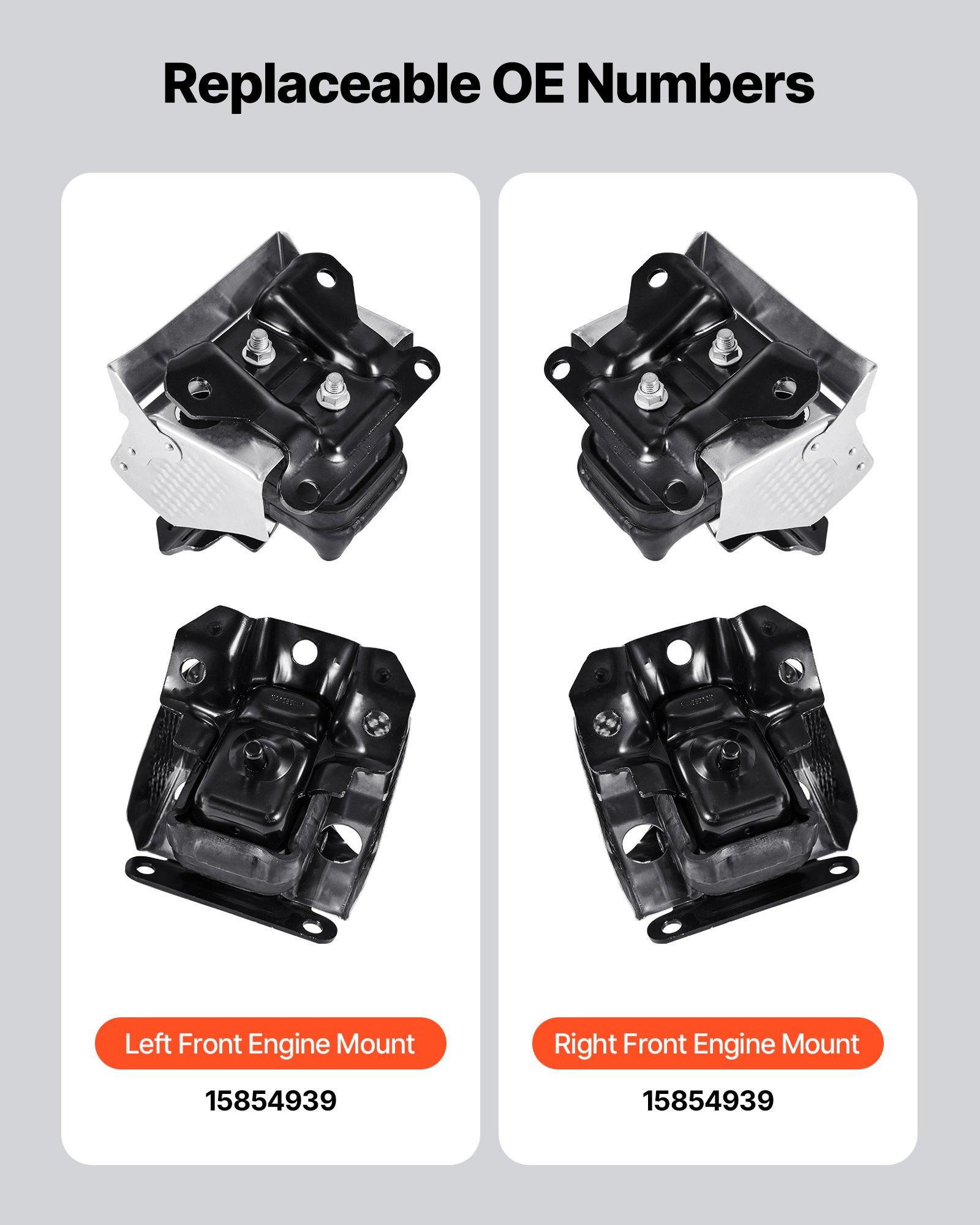 VEVOR Engine Motor Mount Kit Replacement, Set of 2, Compatible with 2007–2013 Chevrolet Silverado 1500 5.3L V8, Replace OE# A5365, A5365, Secure Support, Left and Right Front Mounts