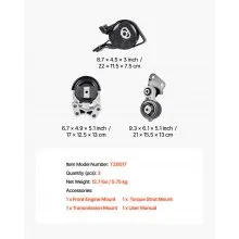 VEVOR Engine and Transmission Motor Mount Kit Replacement, Set of 3, Compatible with 2007–2014 Ford Edge 3.5L, Replace OE# A5342, A5431, A5605, Secure Support