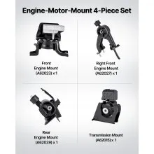 VEVOR Engine and Transmission Motor Mount Kit Replacement, Set of 4, Compatible with 2009–2013 Toyota Corolla 1.8L L4, Replace OE# A62015, A62039, A62027, A62023, Secure Support