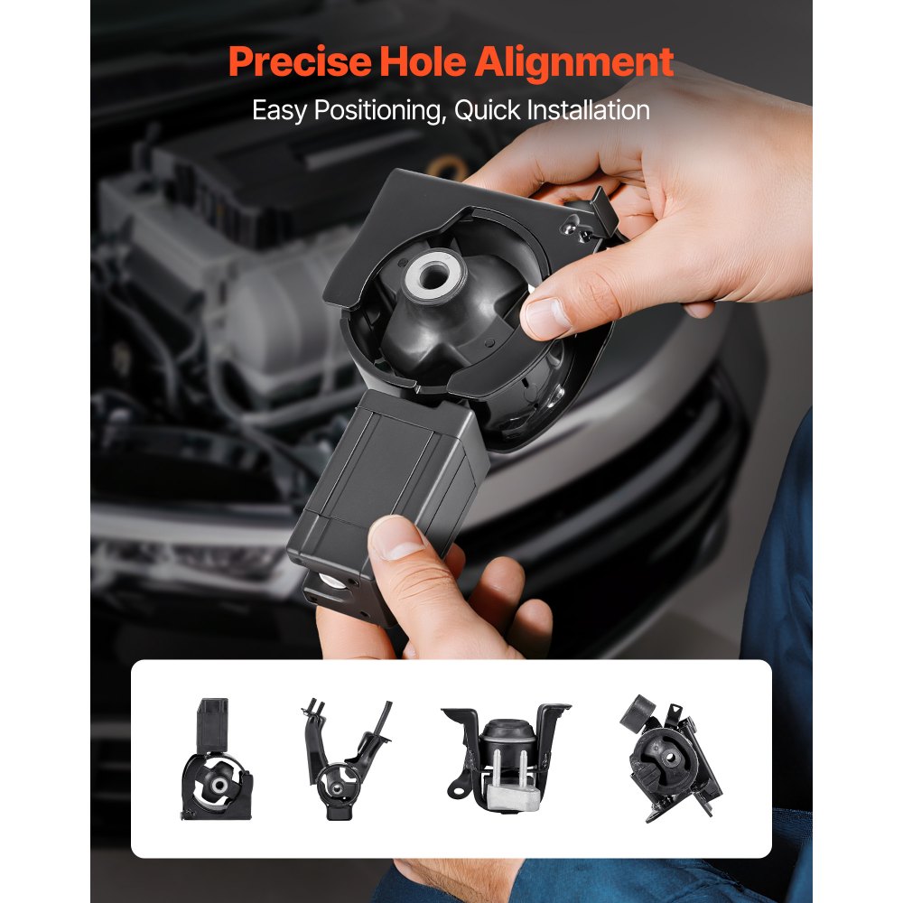 VEVOR Engine and Transmission Motor Mount Kit Replacement, Set of 4, Compatible with 2003–2008 Toyota Corolla 1.8L L4, Replace OE# A4220, A4219, A4218, A4221, Secure Support