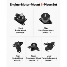 VEVOR Engine Motor Mount and Transmission Mount Kit Replacement, Set of 5, Compatible with 2008-2012 Honda Accord 2.4L L4 and 2009-2013 Acura TSX 2.4L, Replace OE# A4565 A4572 A4570 A4584 A4561
