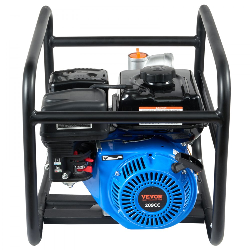 VEVOR Gasoline Powered Trash Pump, 2 in/50 mm, 6.5HP 132 GPM 4-Stroke Gasoline Engine Water Transfer Pump with 98 ft Max Lift 26ft Max Suction Inlet Filter, Cast Iron Impeller for Irrigation Pool