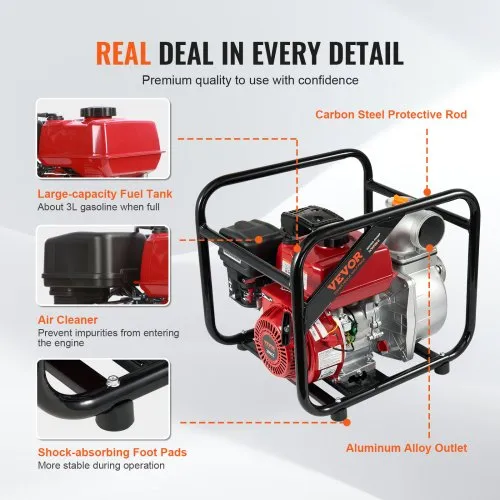 6.5HP Irrigation Water Pump, Professional Water Transfer Pump With 4-Stroke Petrol Engine, Petrol Powered Clean Water Pump, For Agricultural Irrigation, Wastewater Treatment (4-Stroke Petrol Engine