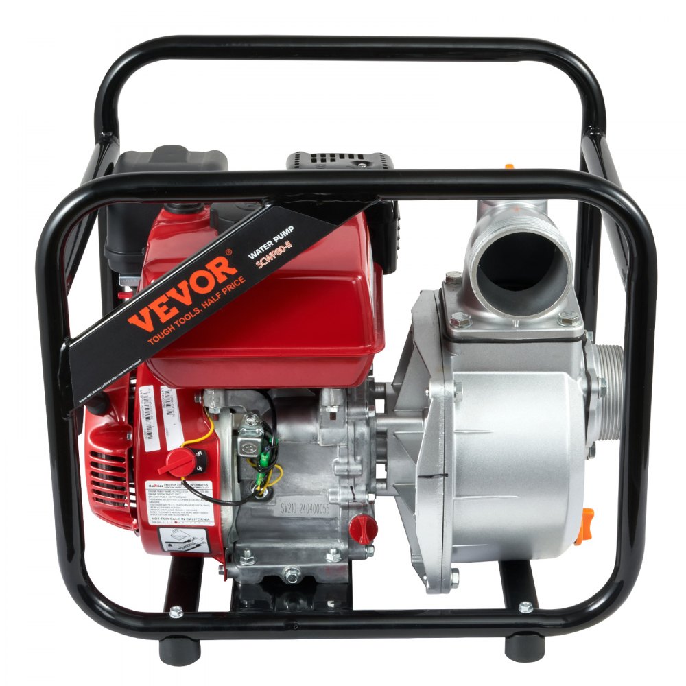 VEVOR Gasoline Powered Trash Pump, 3 in/80 mm, 7HP 242GPM 4-Stroke Gasoline Engine Water Transfer Pump with 25 ft/7.62 m Outlet Hose Max 98 ft Lift 26ft Suction, Cast Iron Impeller for Irrigation Pool