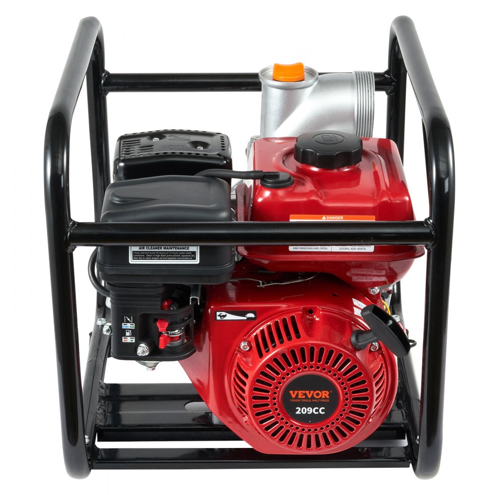 VEVOR Gasoline Powered Trash Pump, 3 in/80 mm, 7HP 242GPM 4-Stroke Gasoline Engine Water Transfer Pump with 25 ft/7.62 m Outlet Hose Max 98 ft Lift 26ft Suction, Cast Iron Impeller for Irrigation Pool