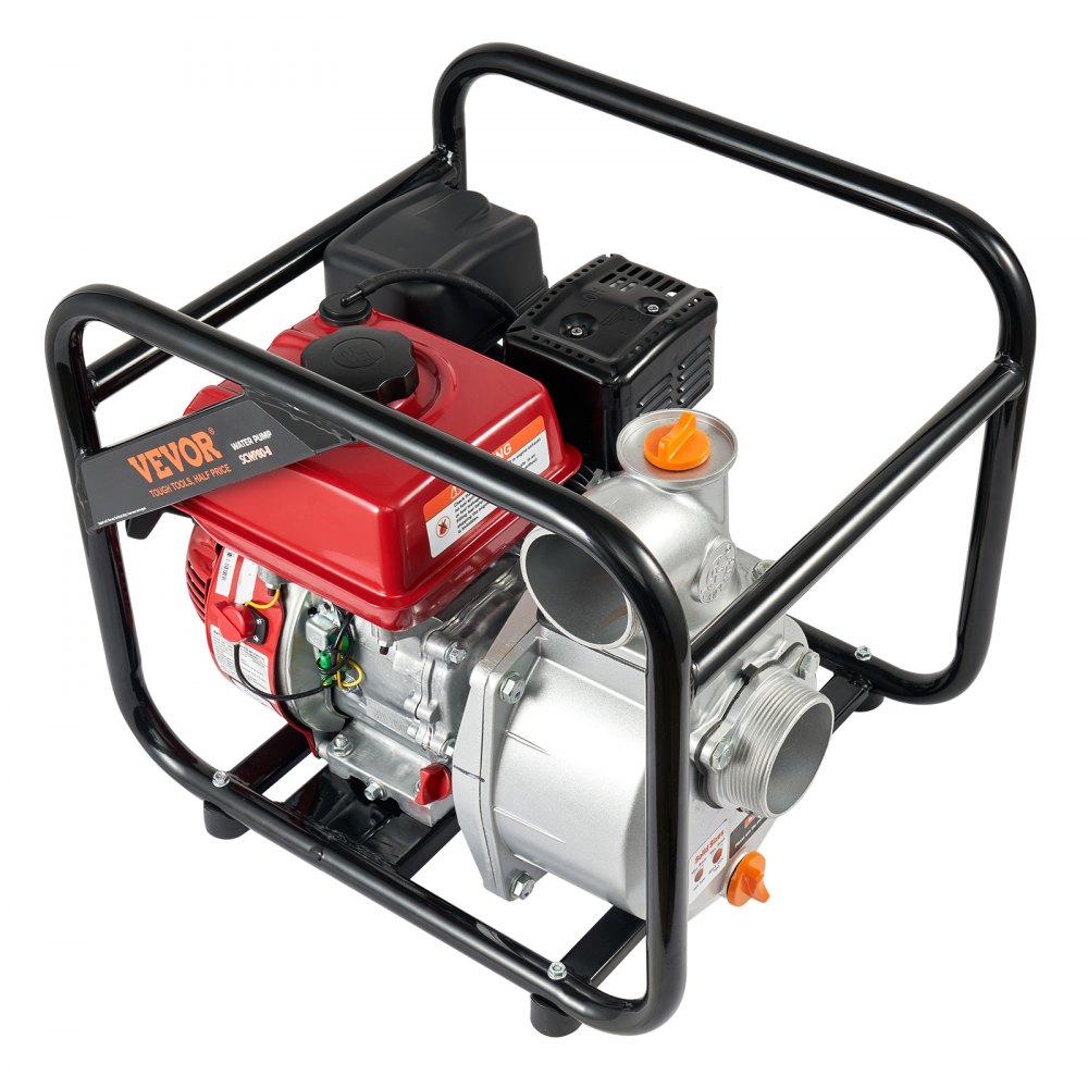 VEVOR Gasoline Powered Trash Pump, 3 in/80 mm, 7HP 242GPM 4-Stroke Gasoline Engine Water Transfer Pump with 25 ft/7.62 m Outlet Hose Max 98 ft Lift 26ft Suction, Cast Iron Impeller for Irrigation Pool